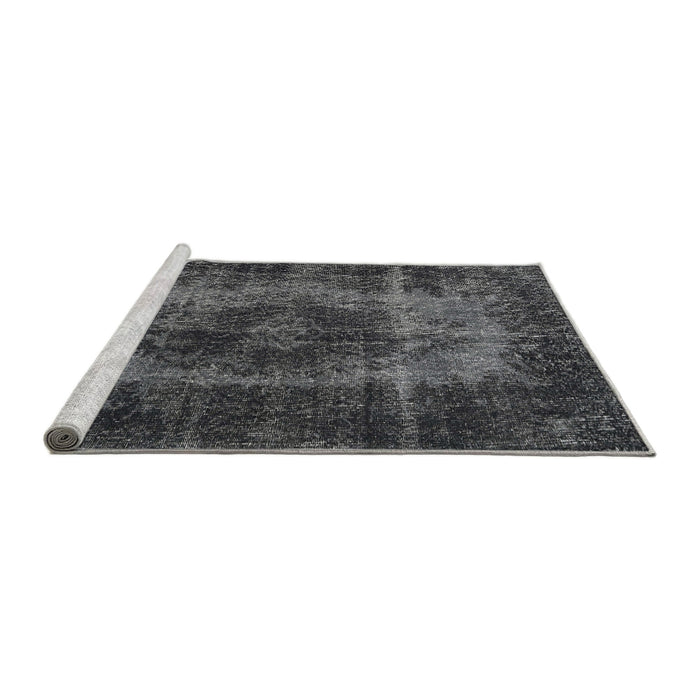 Sideview of Machine Washable Traditional Charcoal Black Rug, wshtr2444