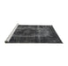 Sideview of Machine Washable Traditional Charcoal Black Rug, wshtr2444