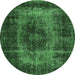Round Persian Emerald Green Traditional Rug, tr2444emgrn