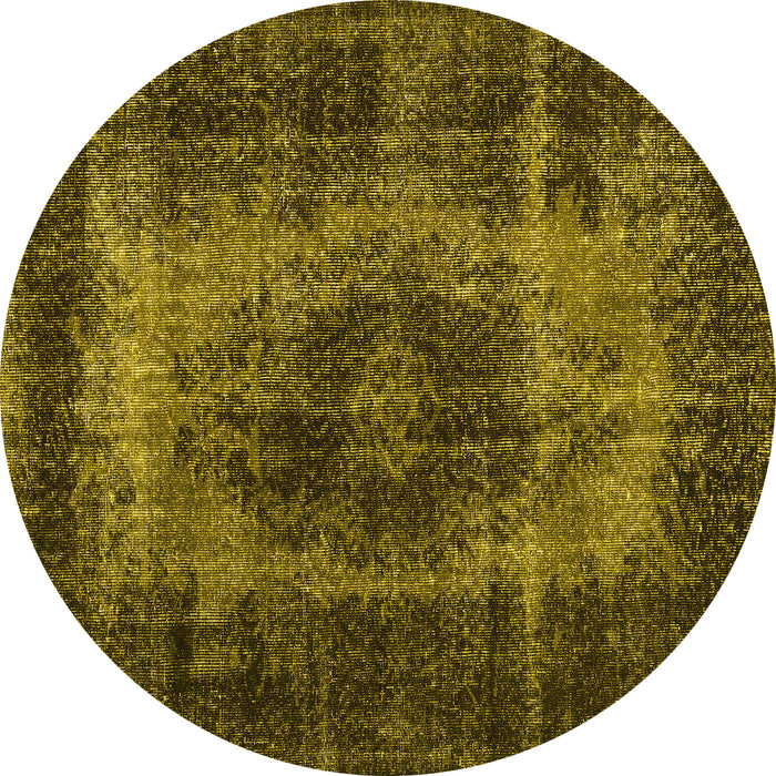Round Machine Washable Persian Yellow Traditional Rug, wshtr2444yw