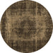 Round Persian Brown Traditional Rug, tr2444brn