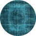 Round Persian Light Blue Traditional Rug, tr2444lblu