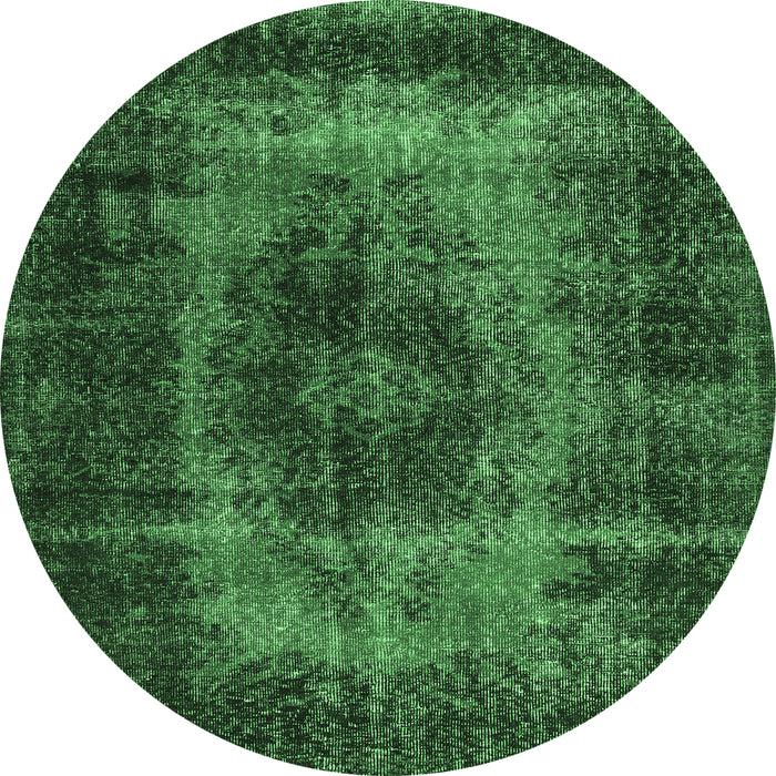 Round Machine Washable Persian Emerald Green Traditional Area Rugs, wshtr2444emgrn