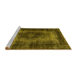 Sideview of Machine Washable Persian Yellow Traditional Rug, wshtr2444yw