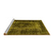 Sideview of Machine Washable Persian Yellow Traditional Rug, wshtr2444yw