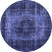 Round Persian Blue Traditional Rug, tr2444blu