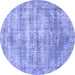 Round Persian Blue Traditional Rug, tr2445blu