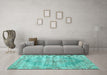 Machine Washable Persian Turquoise Traditional Area Rugs in a Living Room,, wshtr2445turq