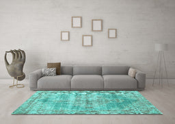 Machine Washable Persian Turquoise Traditional Area Rugs in a Living Room,, wshtr2445turq