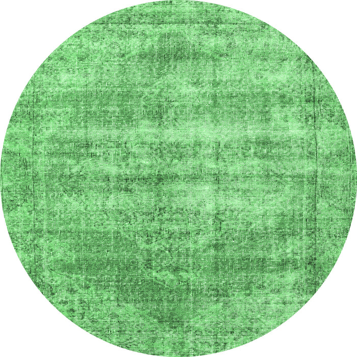 Round Machine Washable Persian Emerald Green Traditional Area Rugs, wshtr2445emgrn