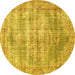 Round Machine Washable Persian Yellow Traditional Rug, wshtr2445yw