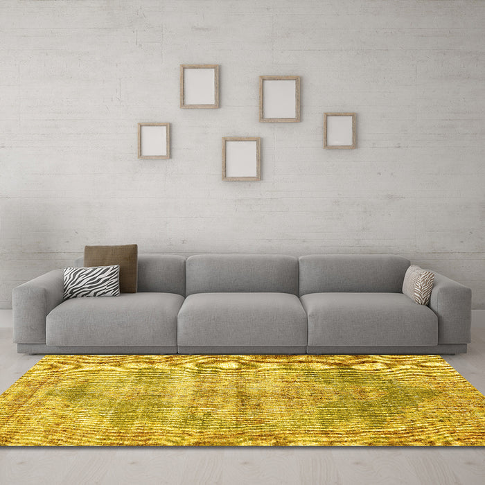 Machine Washable Persian Yellow Traditional Rug in a Living Room, wshtr2445yw