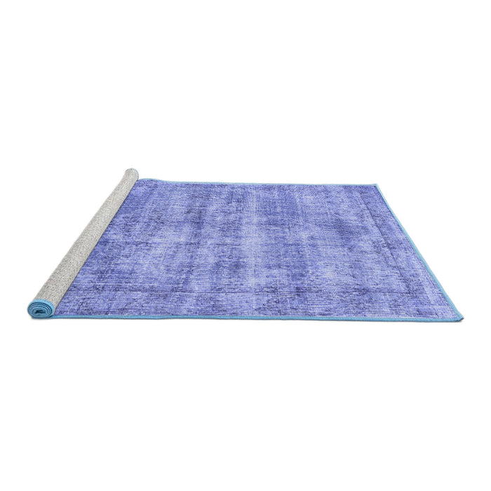 Sideview of Machine Washable Persian Blue Traditional Rug, wshtr2445blu