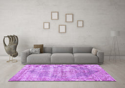 Machine Washable Persian Purple Traditional Area Rugs in a Living Room, wshtr2445pur