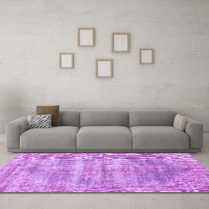 Machine Washable Persian Purple Traditional Area Rugs in a Living Room, wshtr2445pur