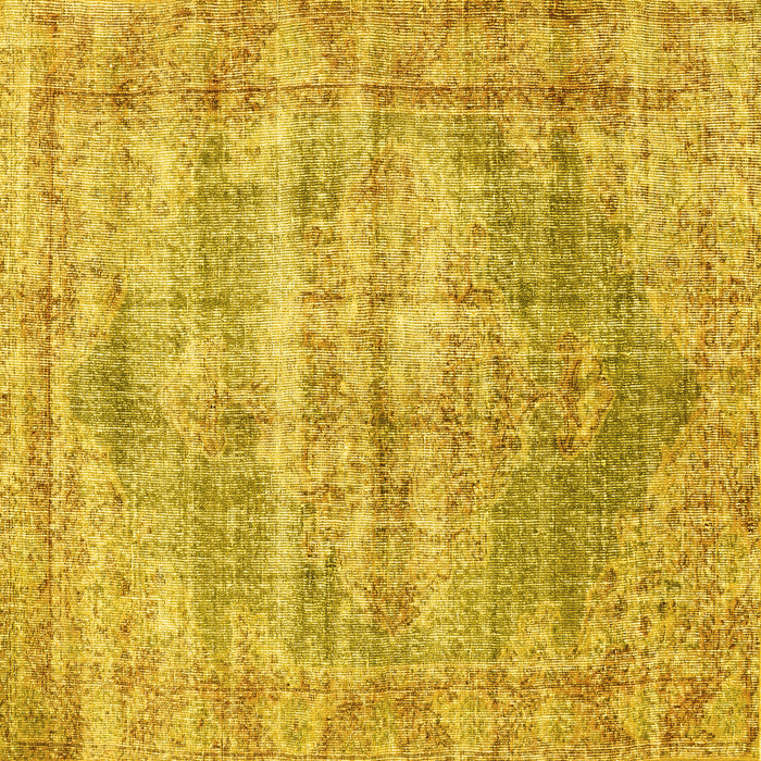 Square Machine Washable Persian Yellow Traditional Rug, wshtr2445yw