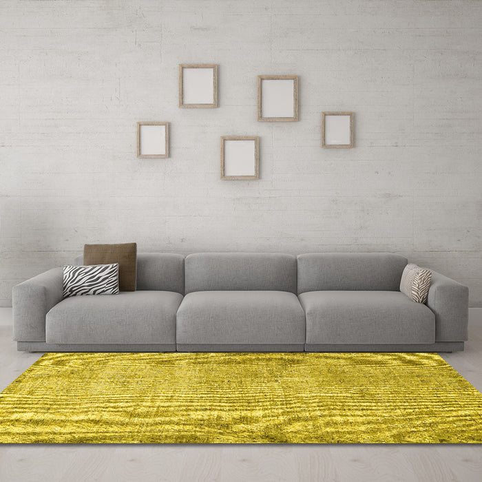 Machine Washable Persian Yellow Traditional Rug in a Living Room, wshtr2446yw