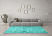 Machine Washable Persian Turquoise Traditional Area Rugs in a Living Room,, wshtr2446turq