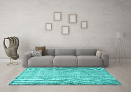 Machine Washable Persian Turquoise Traditional Area Rugs in a Living Room,, wshtr2446turq