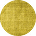 Round Machine Washable Persian Yellow Traditional Rug, wshtr2446yw