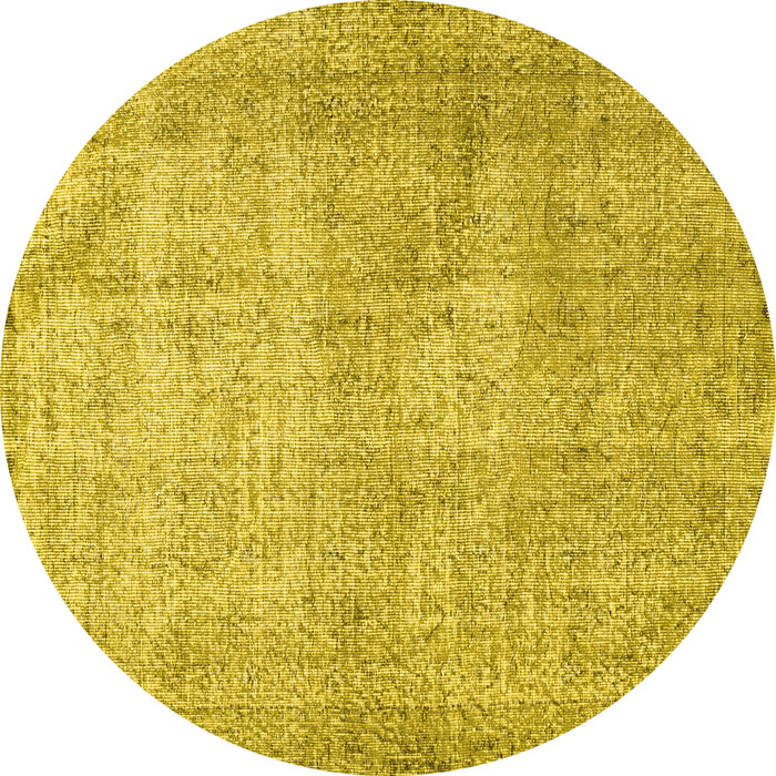 Round Persian Yellow Traditional Rug, tr2446yw