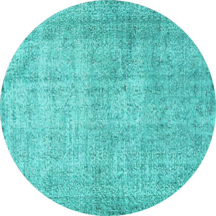 Round Machine Washable Persian Turquoise Traditional Area Rugs, wshtr2446turq