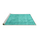 Sideview of Machine Washable Persian Turquoise Traditional Area Rugs, wshtr2446turq