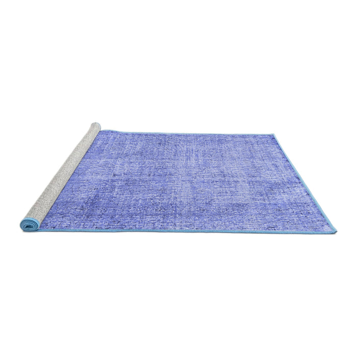 Sideview of Machine Washable Persian Blue Traditional Rug, wshtr2446blu