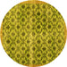 Round Machine Washable Persian Yellow Traditional Rug, wshtr2447yw