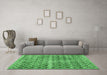 Machine Washable Persian Emerald Green Traditional Area Rugs in a Living Room,, wshtr2447emgrn