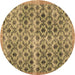 Round Persian Brown Traditional Rug, tr2447brn