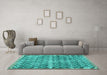 Machine Washable Persian Turquoise Traditional Area Rugs in a Living Room,, wshtr2447turq