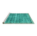 Sideview of Machine Washable Persian Turquoise Traditional Area Rugs, wshtr2447turq