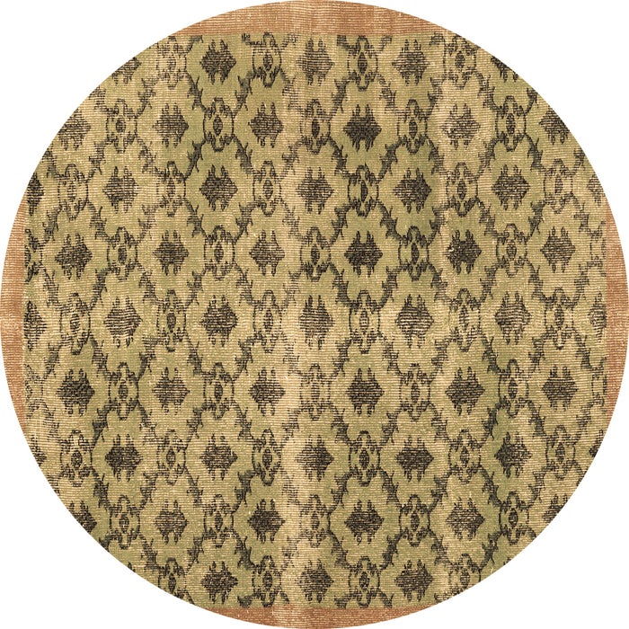 Round Machine Washable Persian Brown Traditional Rug, wshtr2447brn