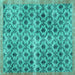 Square Machine Washable Persian Turquoise Traditional Area Rugs, wshtr2447turq