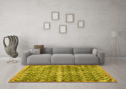 Machine Washable Persian Yellow Traditional Rug in a Living Room, wshtr2447yw