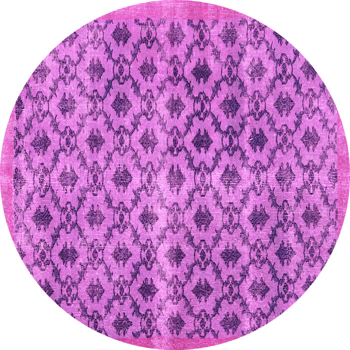 Round Machine Washable Persian Pink Traditional Rug, wshtr2447pnk