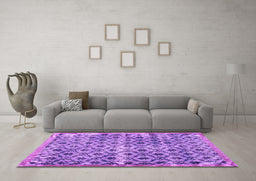 Machine Washable Persian Purple Traditional Area Rugs in a Living Room, wshtr2447pur