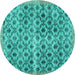 Round Machine Washable Persian Turquoise Traditional Area Rugs, wshtr2447turq