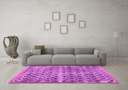 Machine Washable Persian Pink Traditional Rug in a Living Room, wshtr2447pnk