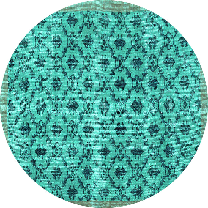 Round Persian Turquoise Traditional Rug, tr2447turq