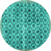 Round Persian Turquoise Traditional Rug, tr2447turq