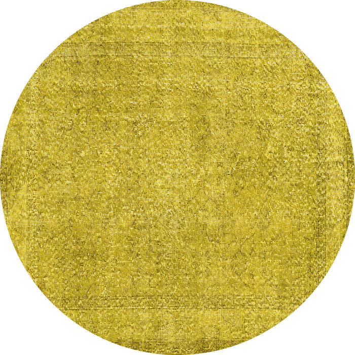 Round Persian Yellow Traditional Rug, tr2448yw