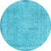 Round Machine Washable Persian Light Blue Traditional Rug, wshtr2448lblu