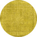 Round Machine Washable Persian Yellow Traditional Rug, wshtr2448yw