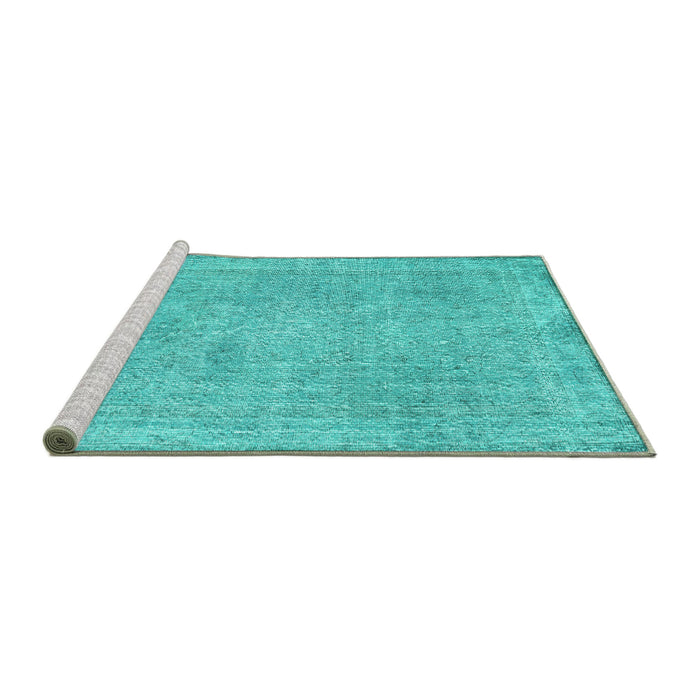 Sideview of Machine Washable Persian Turquoise Traditional Area Rugs, wshtr2448turq