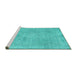 Sideview of Machine Washable Persian Turquoise Traditional Area Rugs, wshtr2448turq