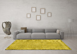 Machine Washable Persian Yellow Traditional Rug in a Living Room, wshtr2448yw