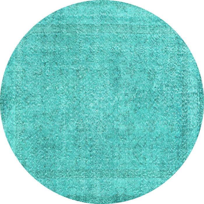 Round Persian Turquoise Traditional Rug, tr2448turq
