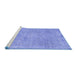 Sideview of Machine Washable Persian Blue Traditional Rug, wshtr2448blu